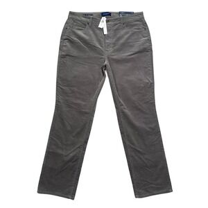 Talbots Corduroy Straight Leg Pants Gray 34x28 12P Petite High Rise NWT $89.50